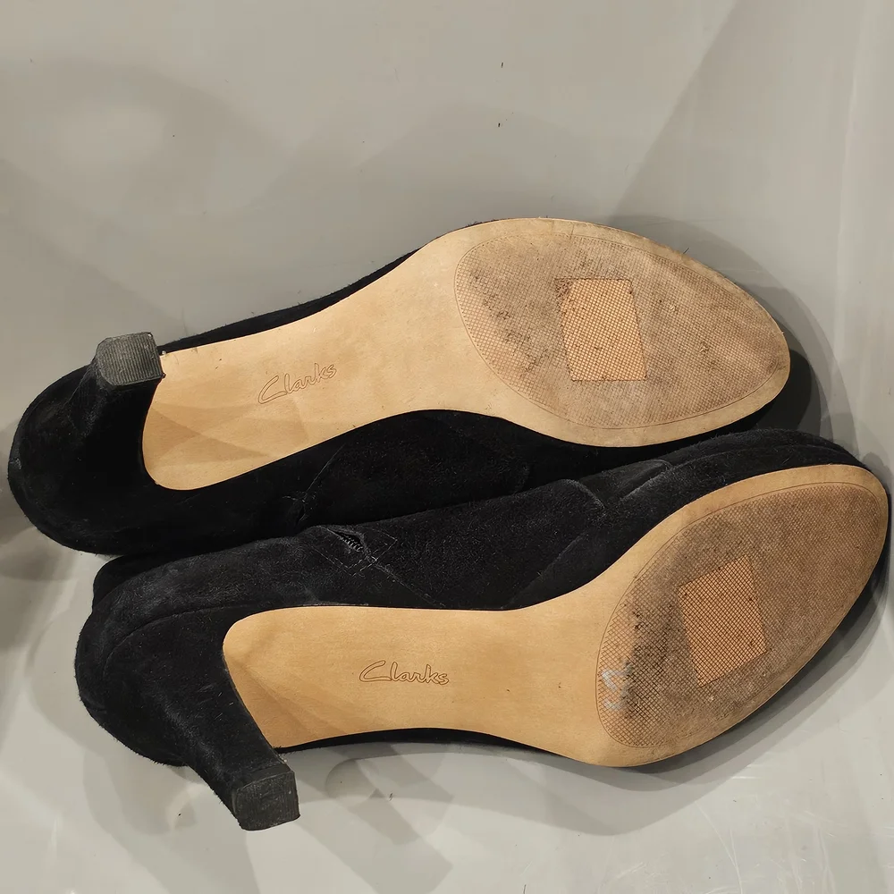 CLARKS Artisan Elegant Black Suede Ankle Booties